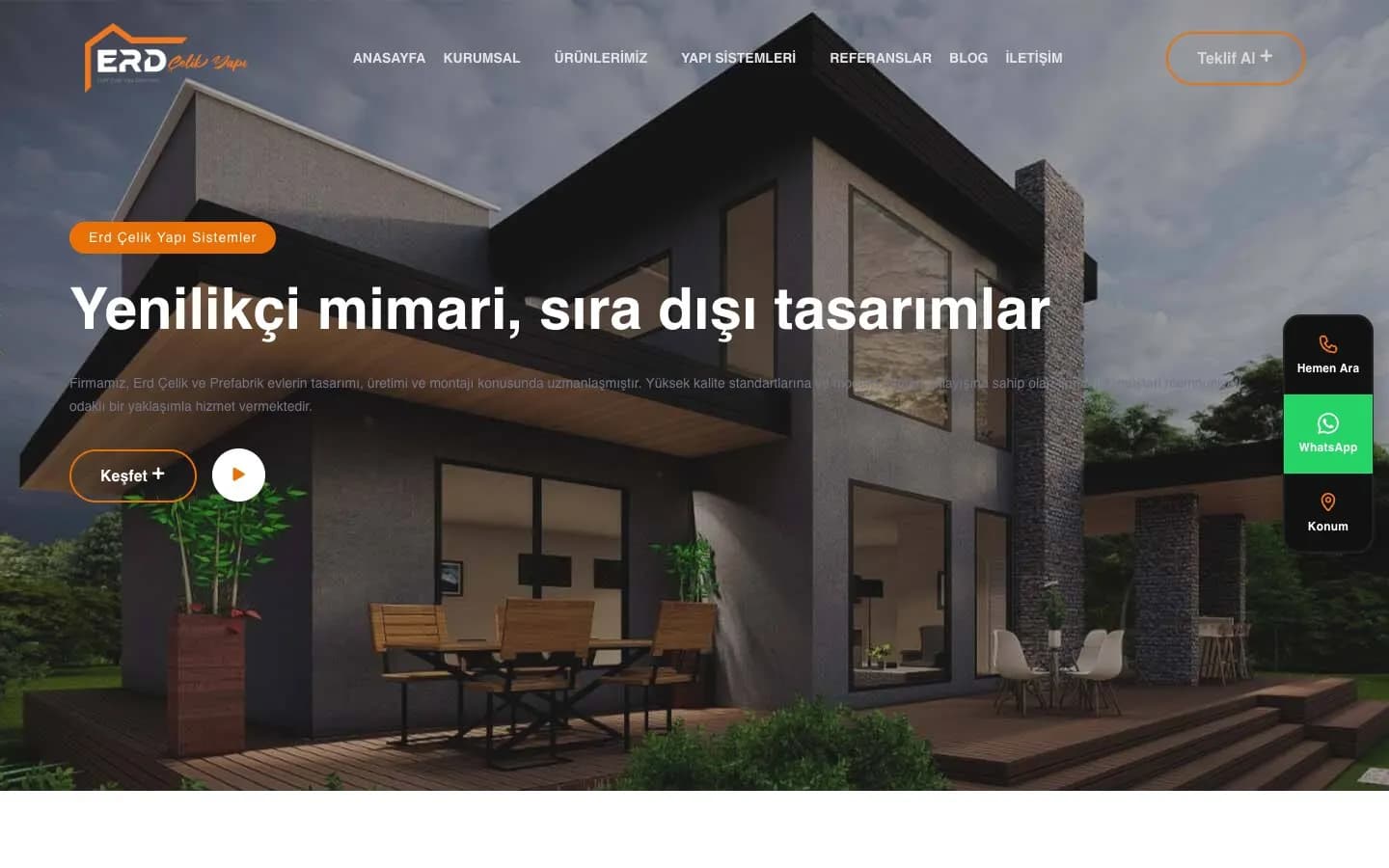 Erd Villa web sitesi anasayfası