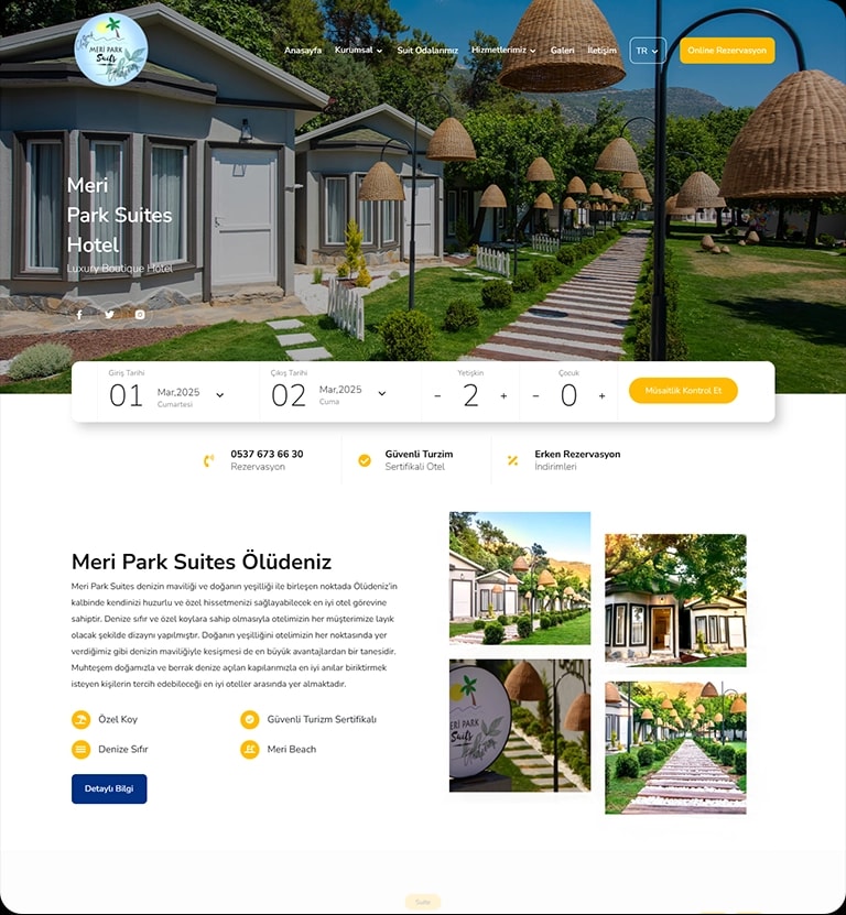 Otel Web Tasarım web sitesi ekran görüntüsü