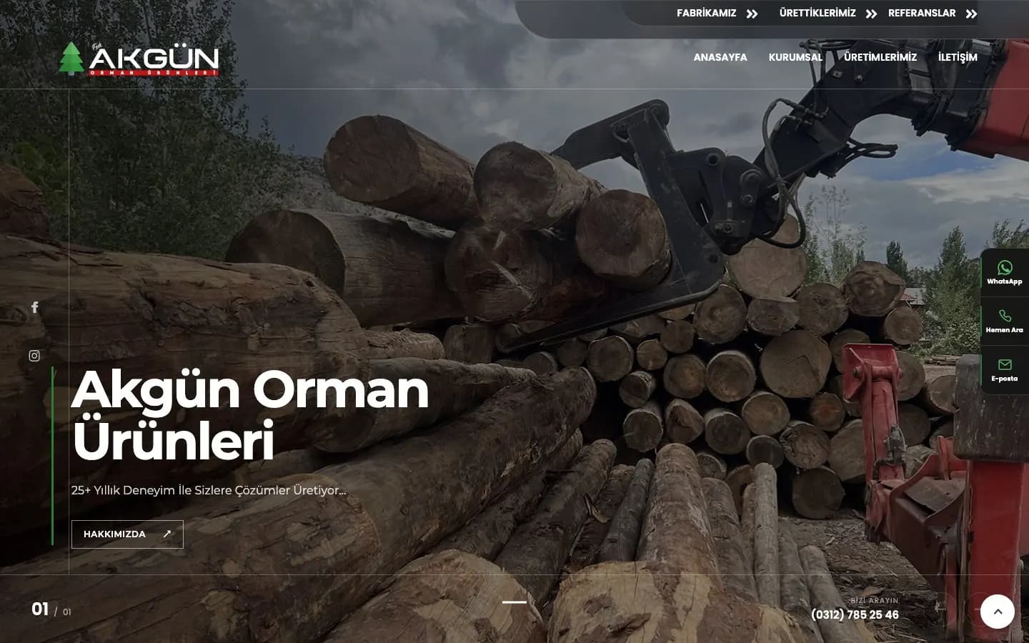 Akgün Orman Ürünleri web sitesi anasayfası
