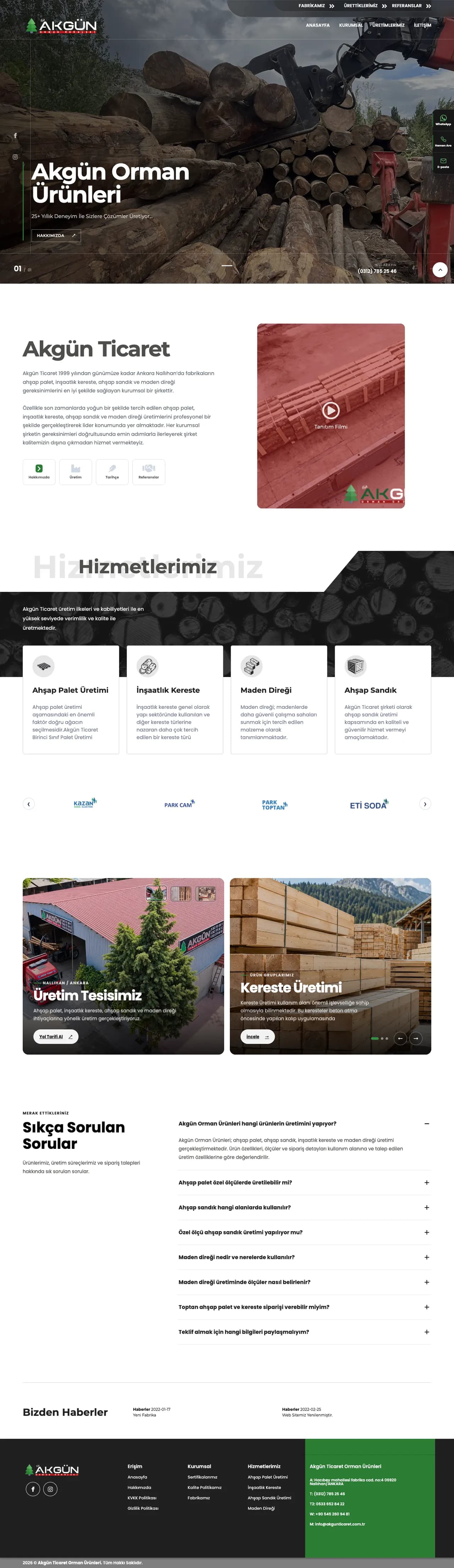 Akgün Orman Ürünleri anasayfası, masaüstü tam sayfa görünüm