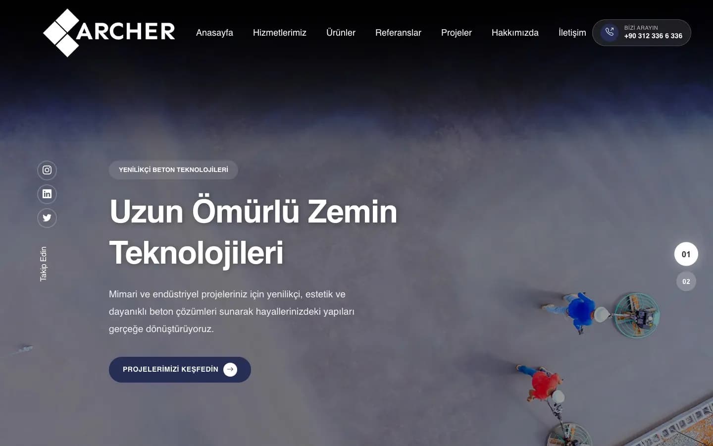 Archer Teknoloji web sitesi anasayfası