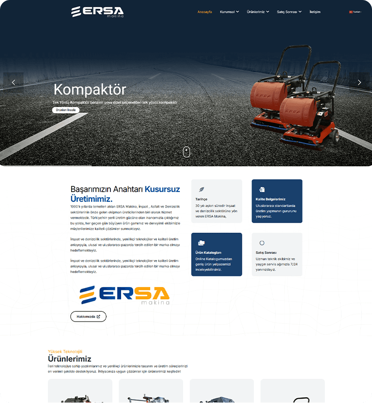 Ersa Makina web sitesi ekran görüntüsü